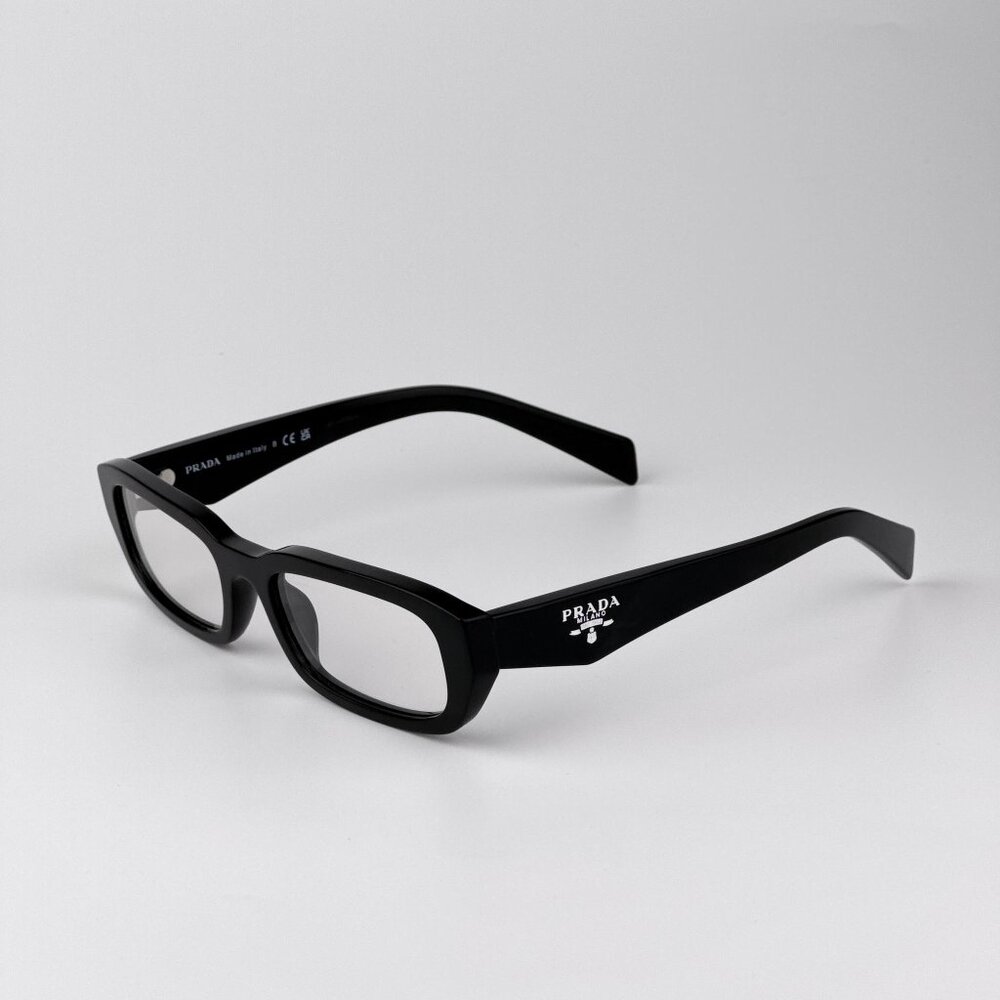 Prada PRB06S Eyeglasses – Black Rectangle Frame | Model 16K08N